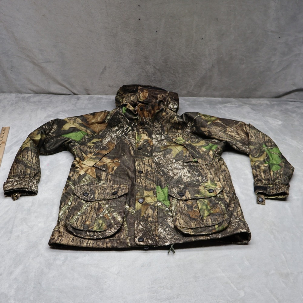 Cabelas Jacket Youth Large Mossy Oak Camo Insulated Hooded Hunting‎ Outdoor READ
